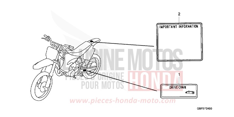 WARNETIKETT von CR85R "Big Wheel" EXTREME RED (R292) von 2007